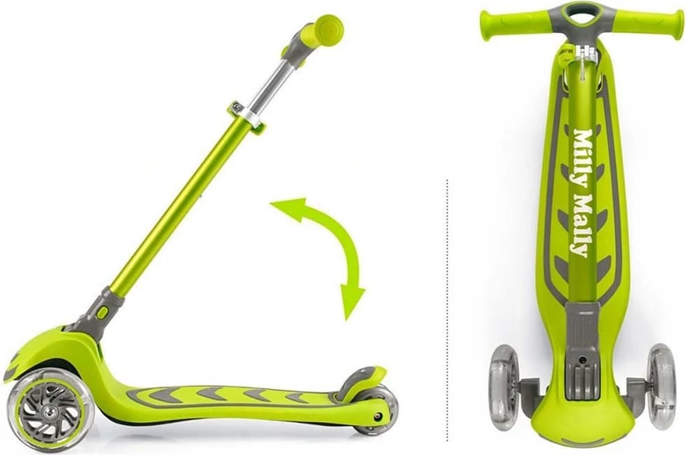 Trotinet për fëmijë, Milly Mally Boogie, 3 rrota, timon me rregullim 3-sh, rrota me drita LED, ngarkesë deri 50 kg, blu