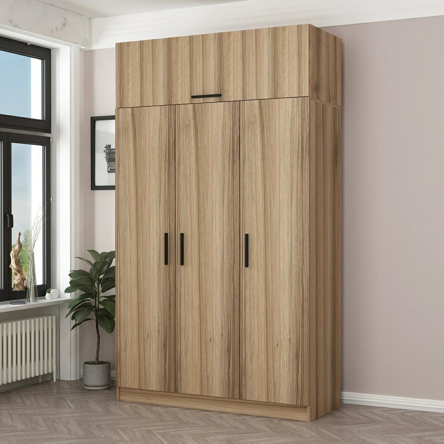 Dollap Skye Decor, 3 kapak, 2 sirtar, ngjyrë dore, 255cm