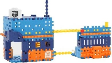 Set lodrash ndërtimi Marioinex Mini Waffle City, 280 pjesë, Stacion policie me figurina dhe automjete