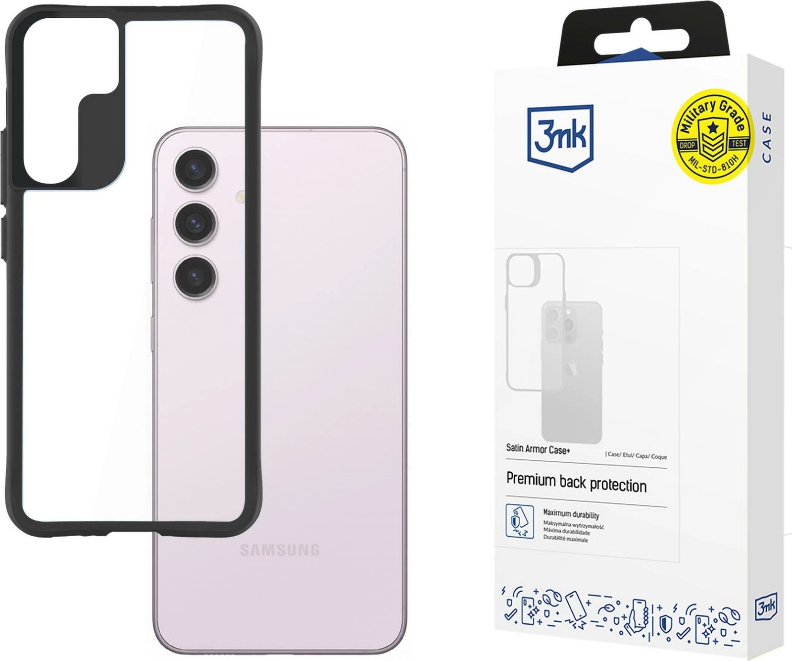 Mbështjellës 3mk Protection Satin Armor Case+ për Samsung Galaxy S24, Transparent, Zi