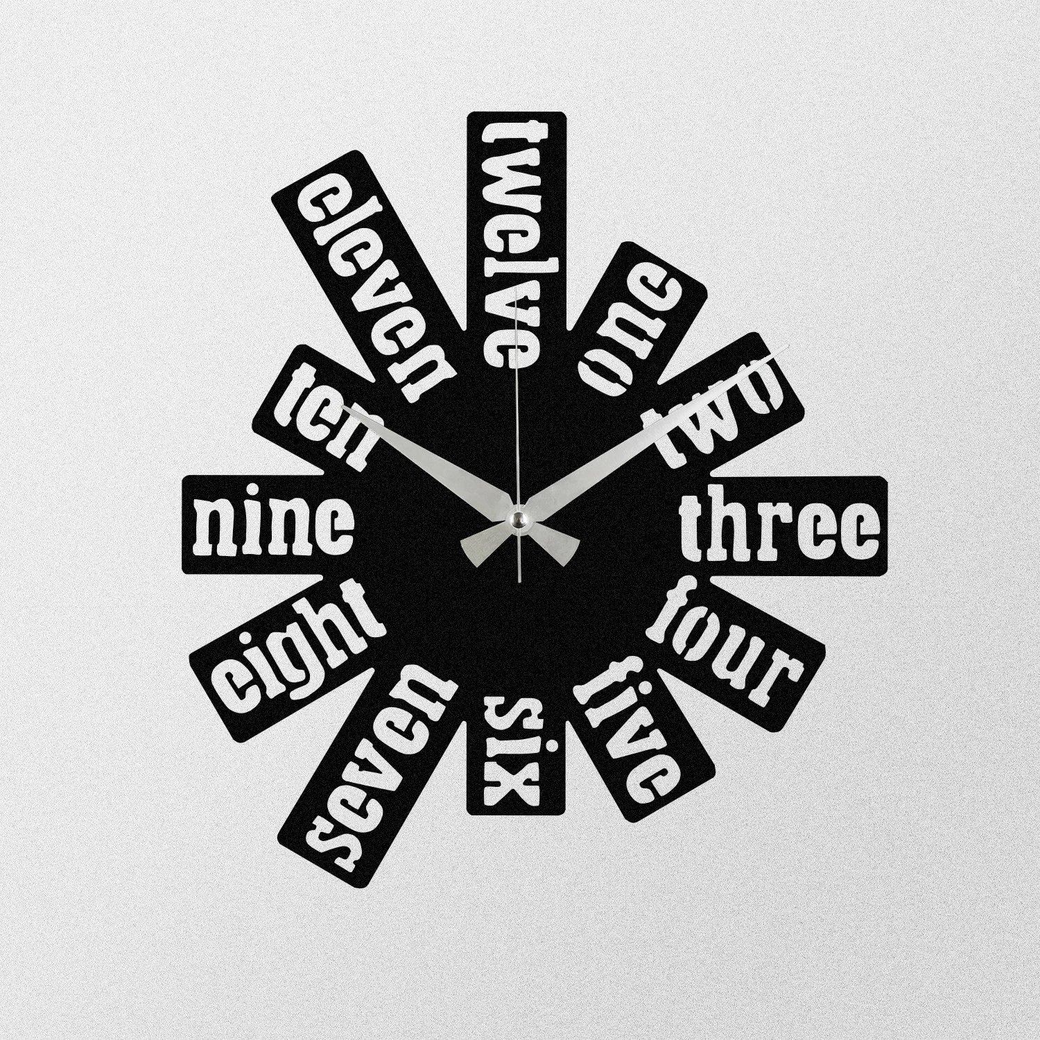 Orë muri dekorative metalike, Wallity, Enzoclock - S020, e zezë, 48x48cm