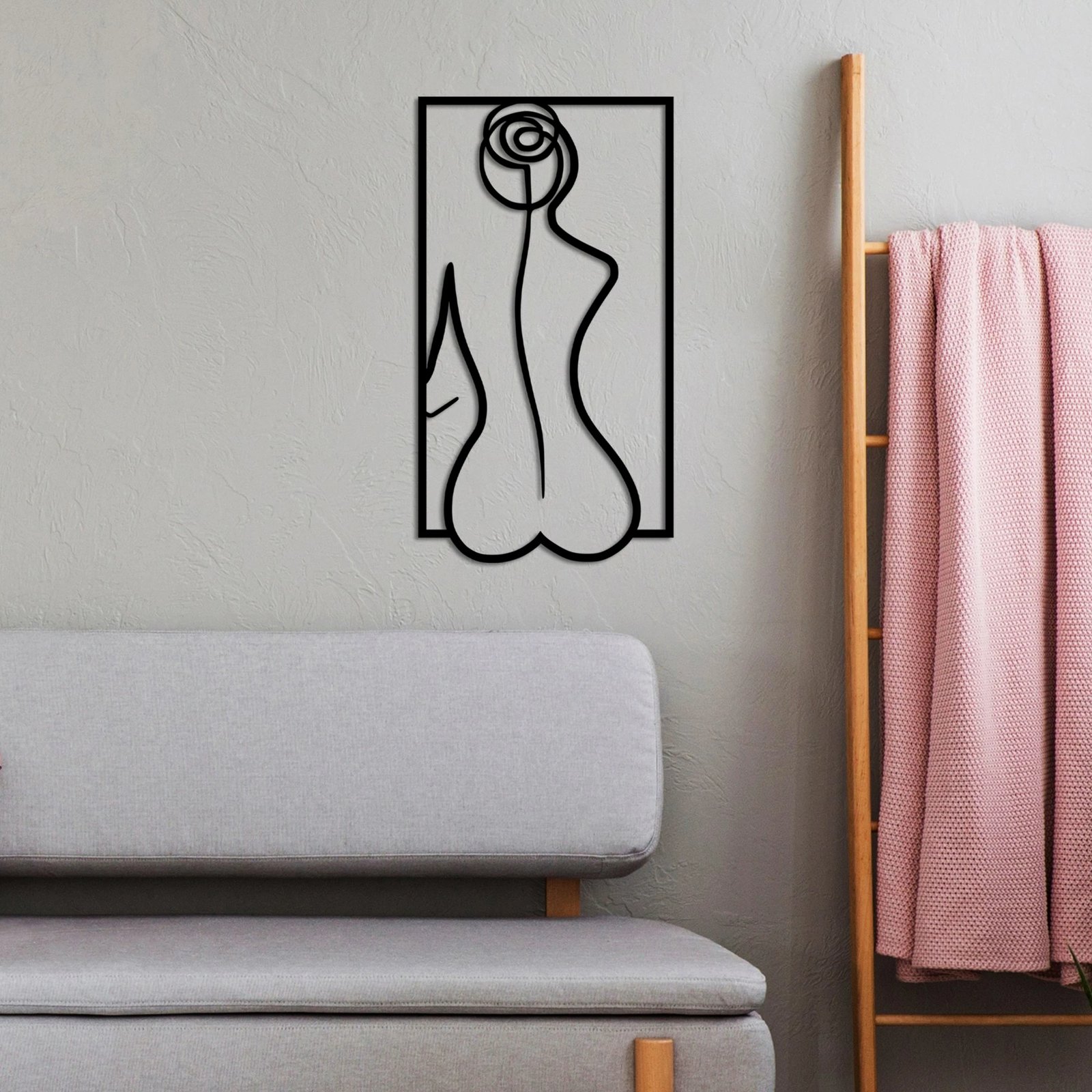 Aksesor dekorativ metalik për mur, siluetë trëndafili, Wallity, M