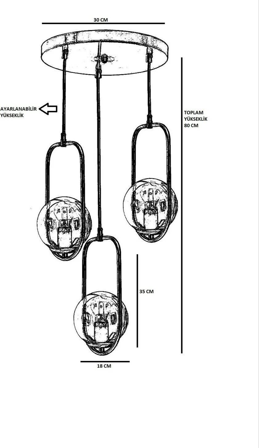 Llambë tavani Opviq, dru ahu, 3 pjesë, gotë e tymosur, e zezë, varëse