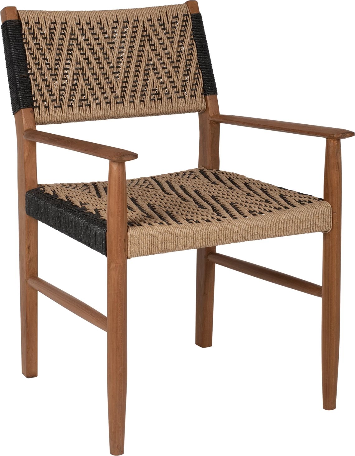 Karrige me krahë për ngrënie, dru teak, litar sintetik, 57x66x86H cm, FH9383.01