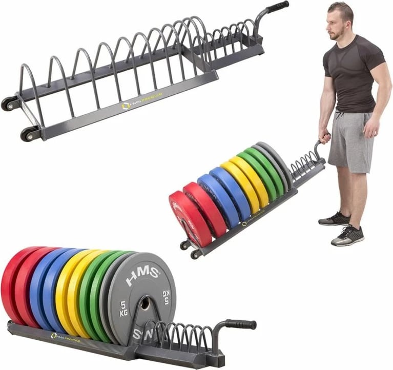 Karrocë peshash HMS për palestër, ngjyrë çeliku