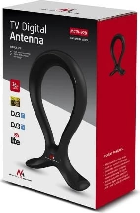 Antena TV Maclean MCTV-920, DVB-T/T2 HEVC, e brendshme, e zezë