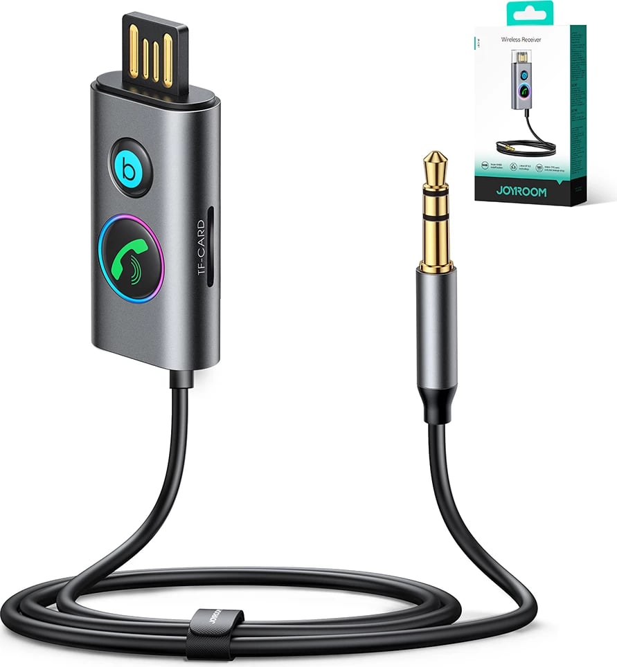 Marrës Bluetooth për makinë Joyroom JR-CB7, 1m, Super BASS, Gri