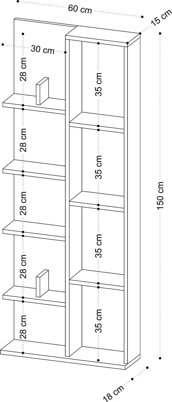 Raft librash Skye Decor, ngjyrë e bardhë, Viva