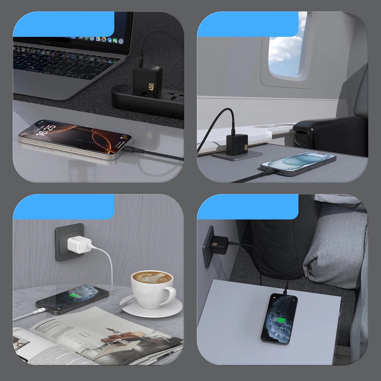 Karikues muri Dudao A28C, GaN, 45W, me kabllo USB-C, i zi