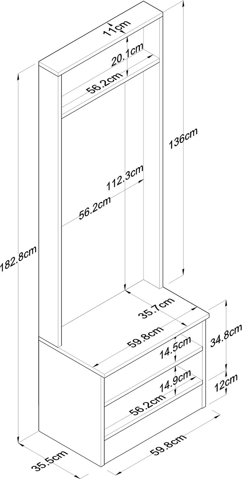 Stendë korridori, ngjyrë arre dhe e bardhë, Skye Decor, M16-2254