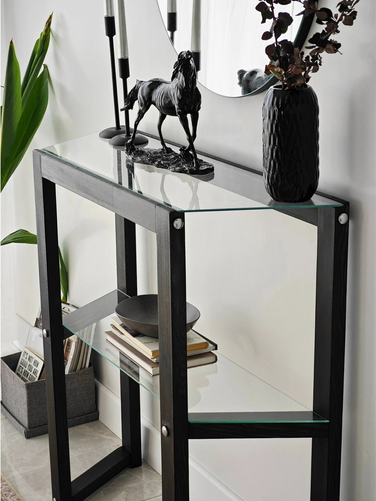 Komodë trapezoidale, ngjyrë antracit, Skye Decor