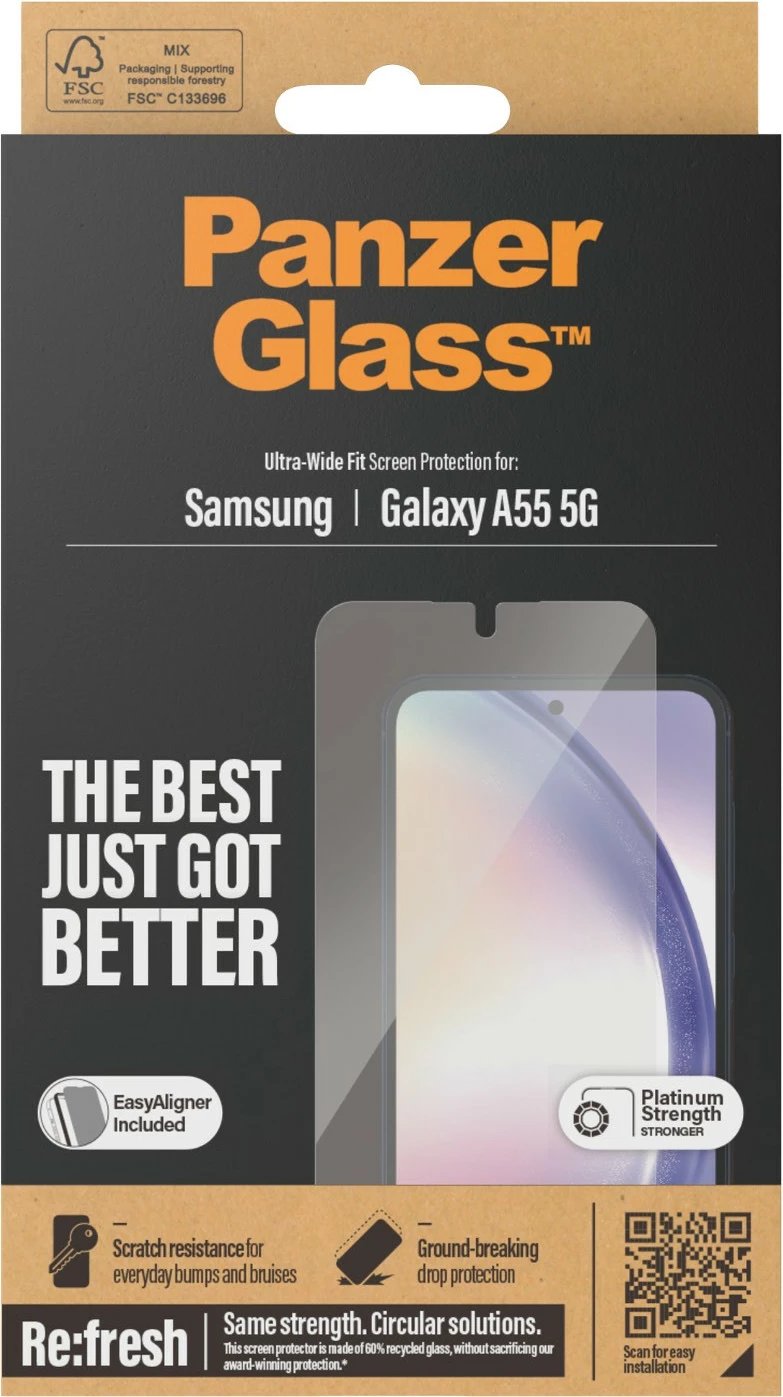 Mbështjellës ekrani PanzerGlass për Samsung A55 5G, transparent