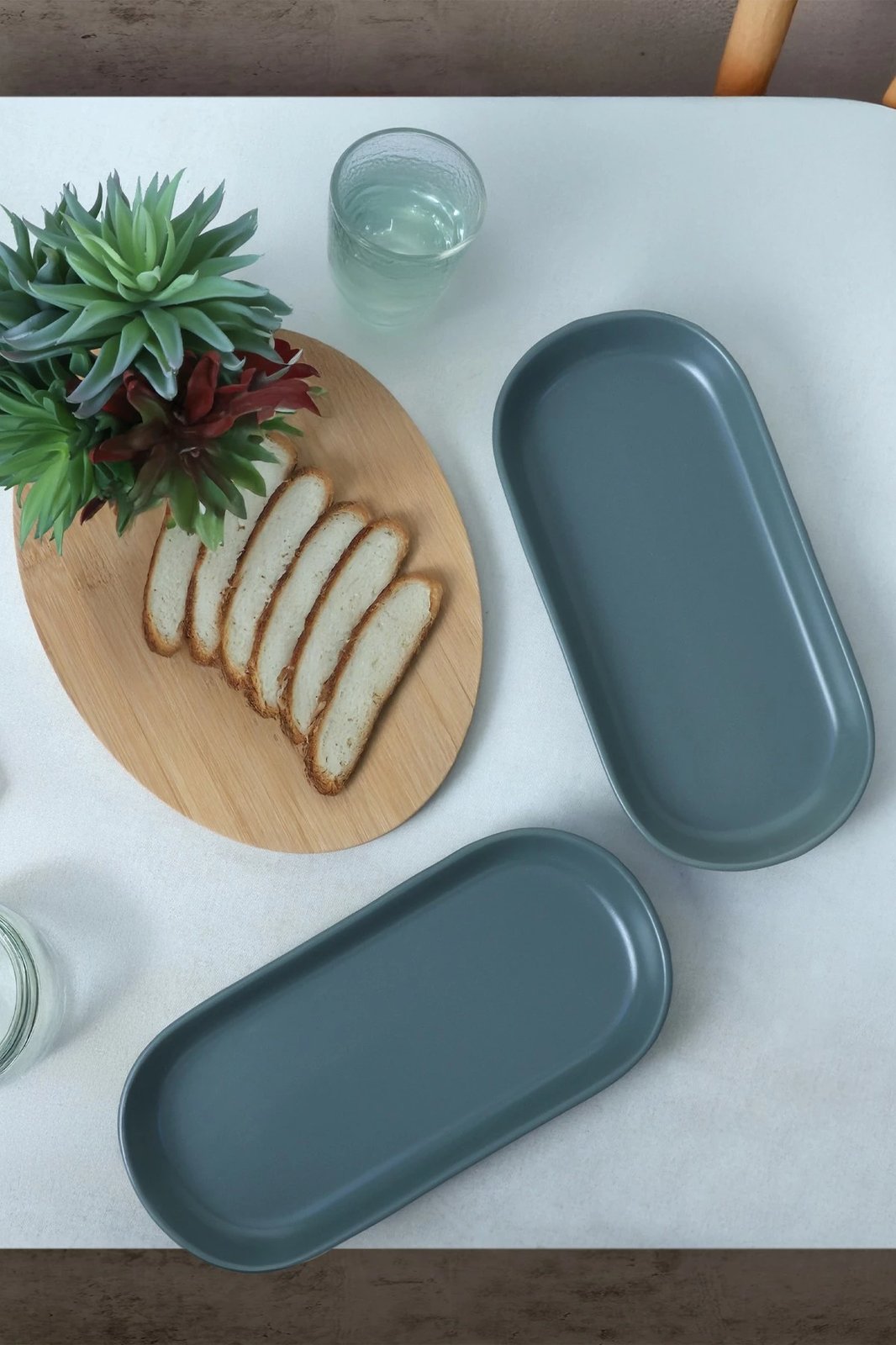 Set pjatash shërbimi (2 copë), Hermia Concept, X00019050, ngjyrë jeshile mat