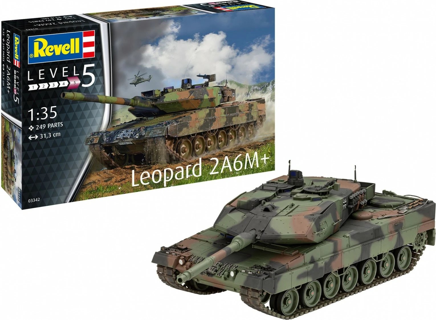 Model plastik tank Revell Leopard 2 A6M+, 1:35, 249 pjesë