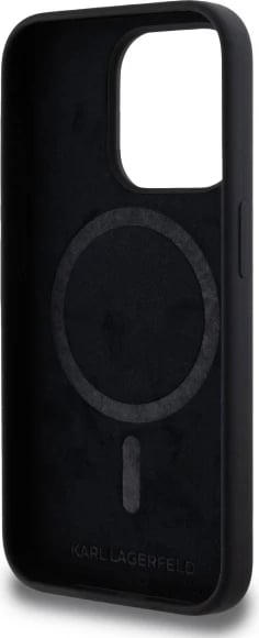 Mbështjellës Karl Lagerfeld KLHMP15XSKHPPLK për iPhone 15 Pro Max 6.7", silikon, MagSafe, i zi