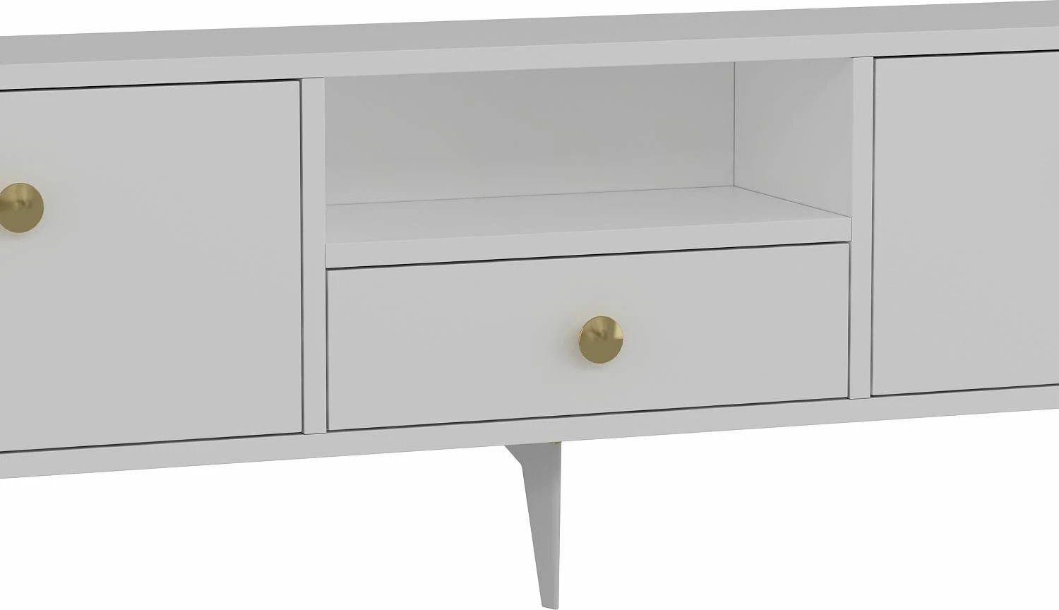 Komodë TV Skye Decor, 1300-DROP-1, e bardhë dhe ari