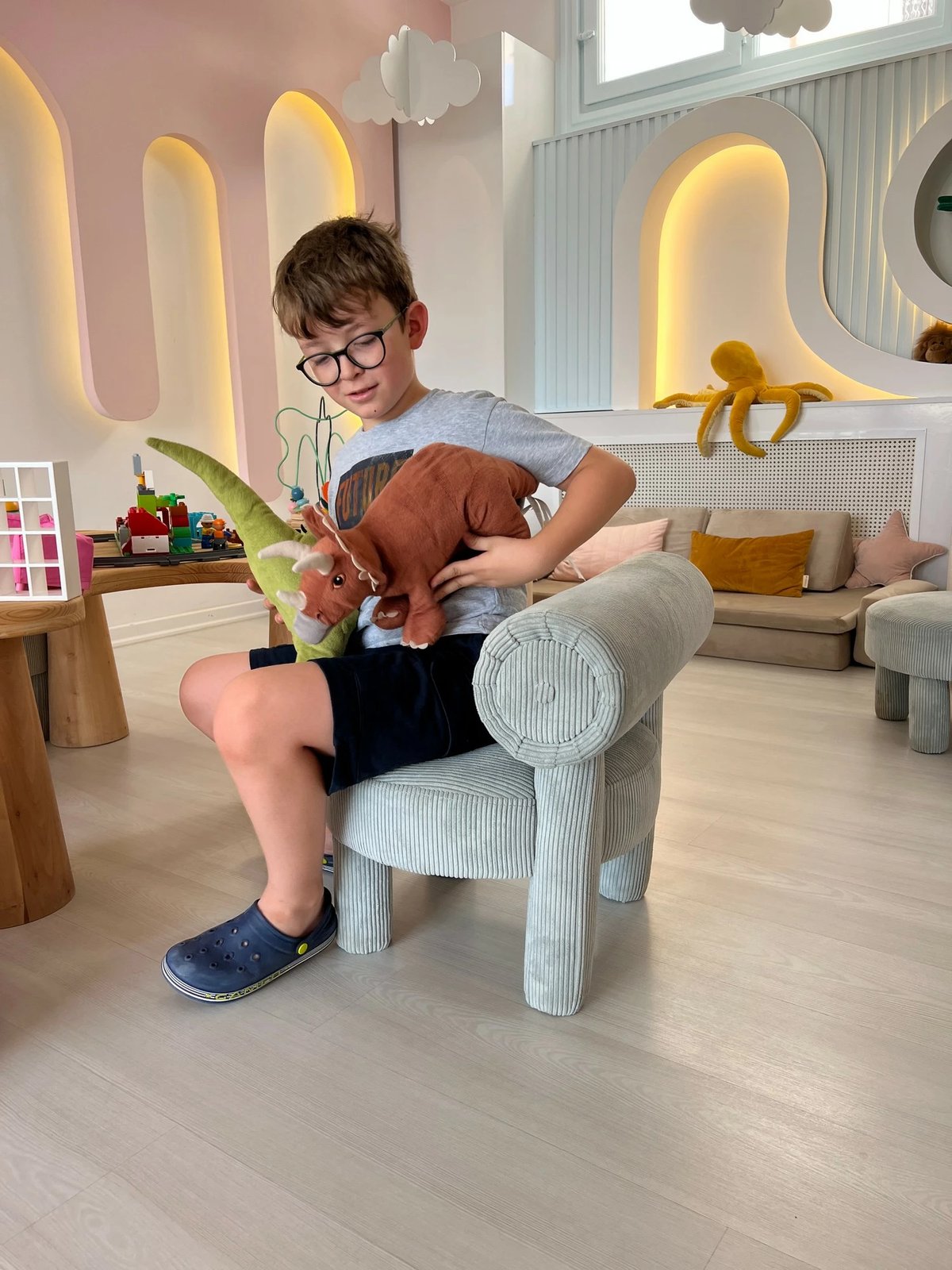 Karrige lounge Dino, ngjyrë kaltër