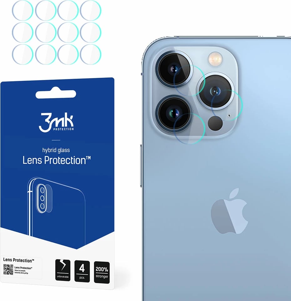 Xham mbrojtës për kamera iPhone 13 Pro 3mk Lens Protection, Transparent