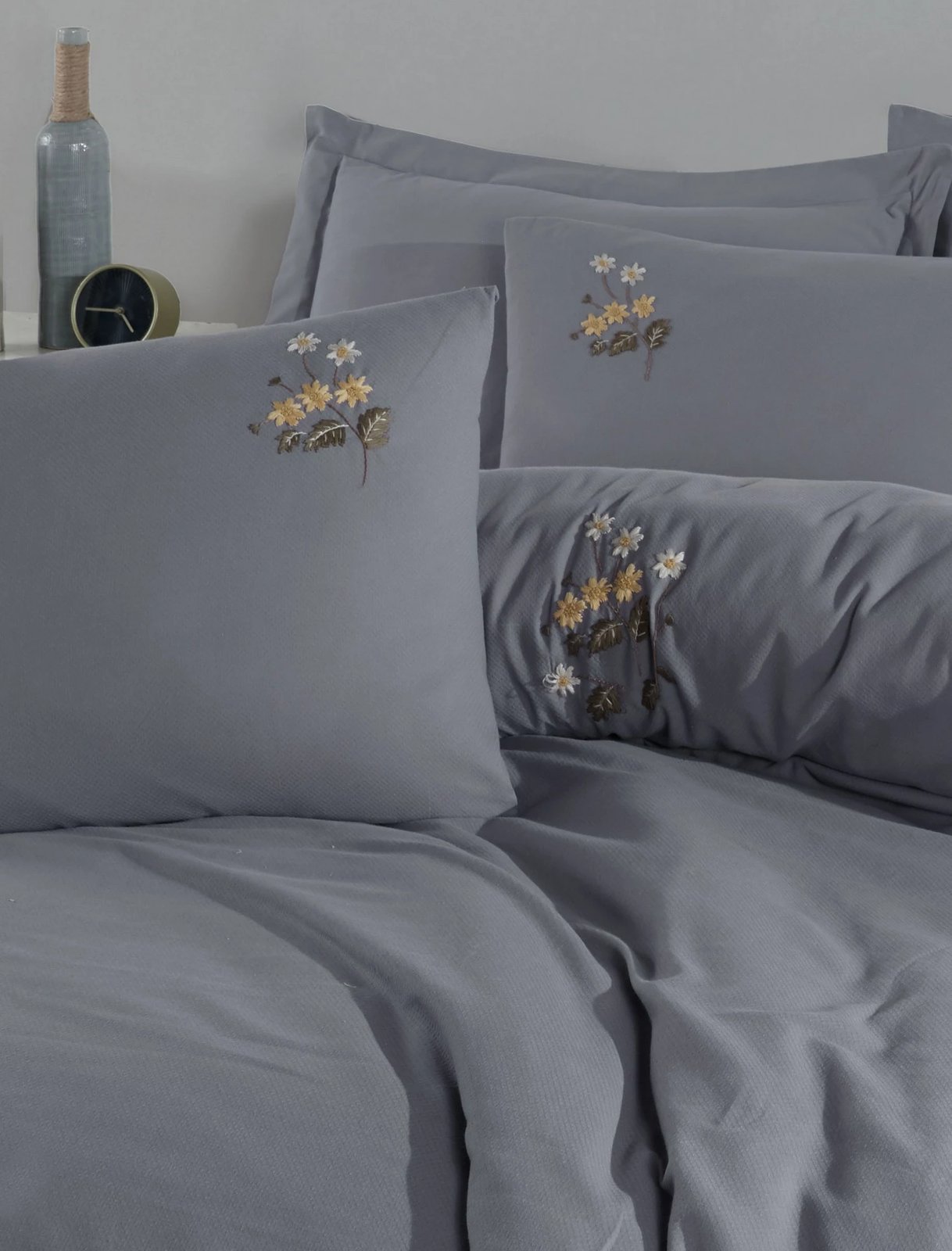 Set mbulesash për dyshek dopio, L'essentiel, ngjyrë antracit, Poppy