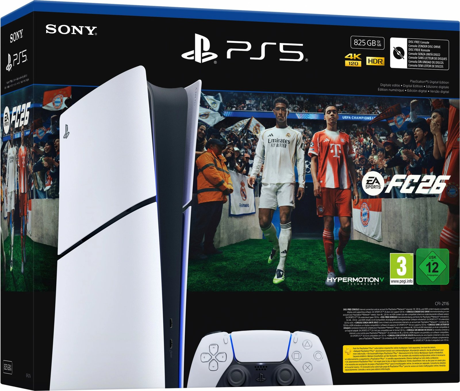 Konzolë Sony PlayStation 5 Digital Edition 825GB me EA SPORTS FC 26, bardhë