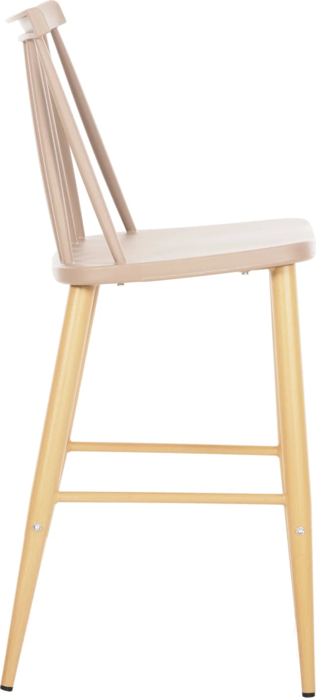 Karrige për bar mesatare VANESSA FH9300.25 ngjyrë kapuçino PP & këmbë metalike ngjyrë druri 45,5x46x97Hcm., set prej 2 copë