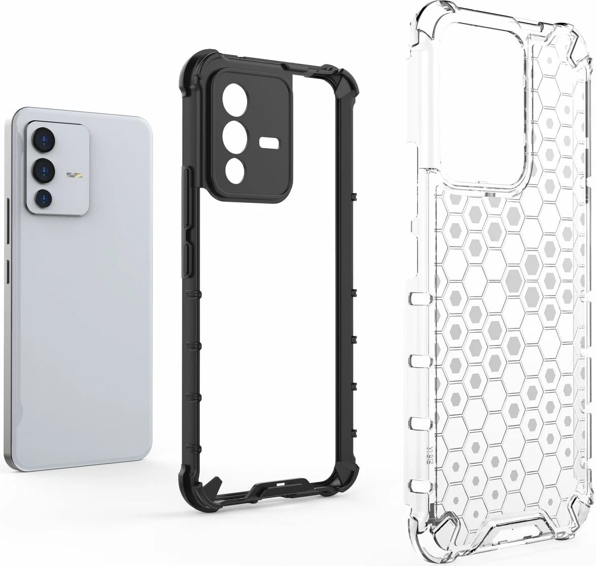 Mbështjellës Hurtel honeycomb për Vivo V23 5G, i zi Mbështjellës Hurtel honeycomb për Vivo V23 5G, i zi