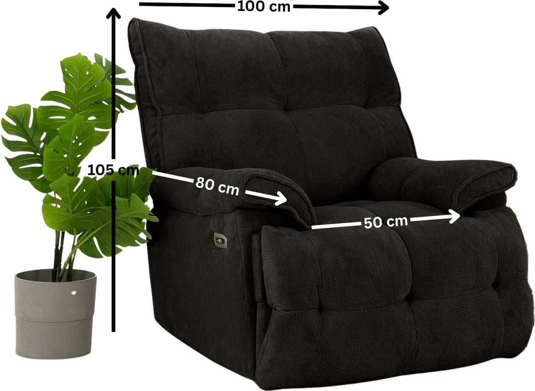 Karrige relaksuese elektrike, ngjyrë e zezë, Atelier del Sofa