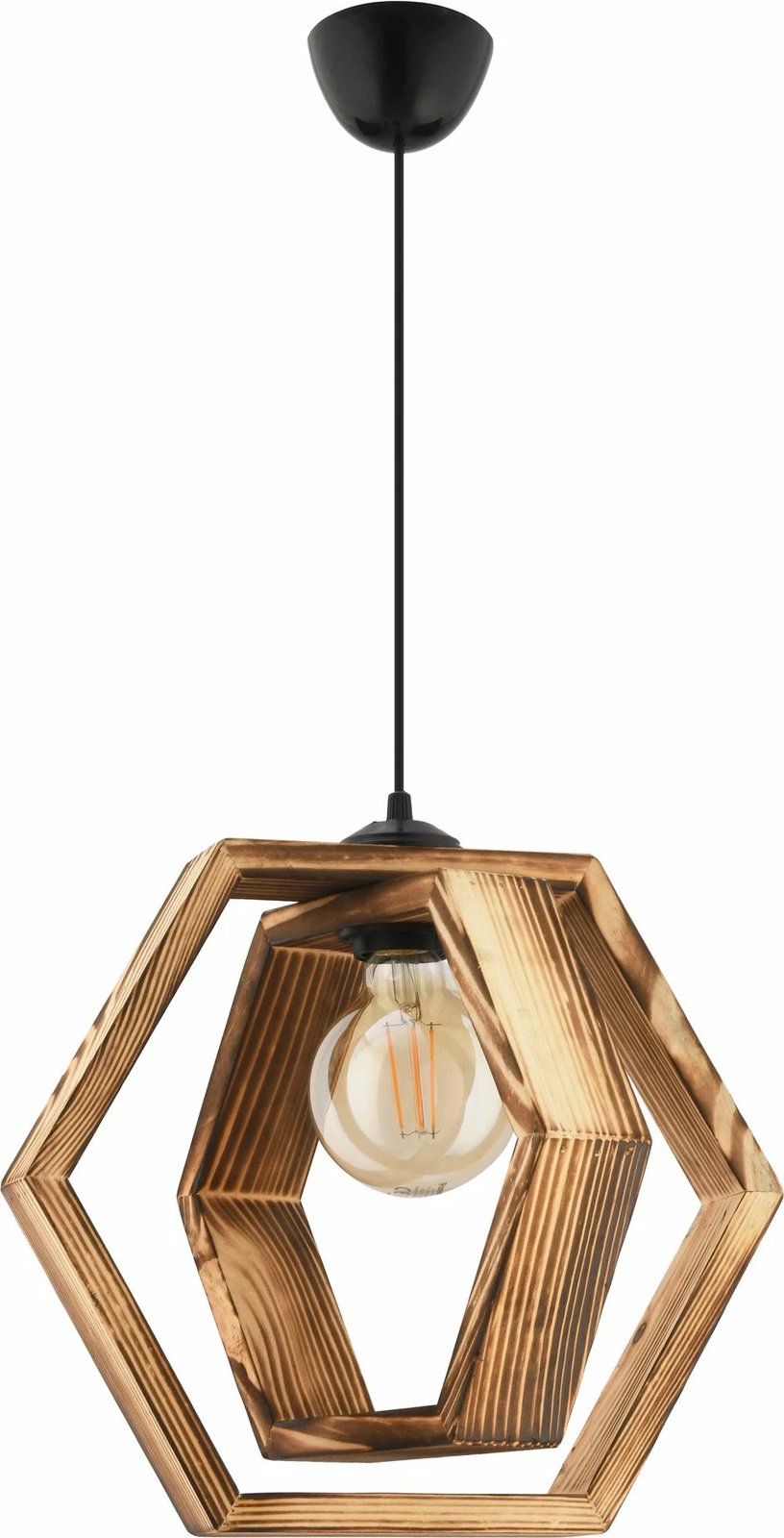 Llambë tavani Opviq Dualhex, trup druri, natyrale/zezë