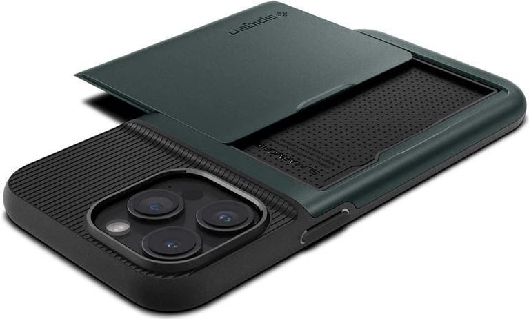 Mbështjellës Spigen Slim Armor CS për iPhone 15 Pro Max, e gjelbër e errët