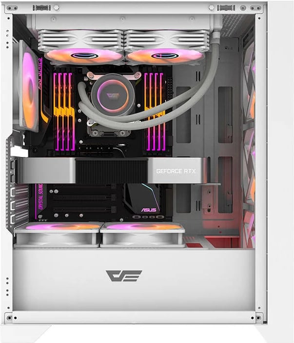 Kasë Darkflash DRX70 MESH, Middle Tower, 4 ventilatorë RGB, e bardhë