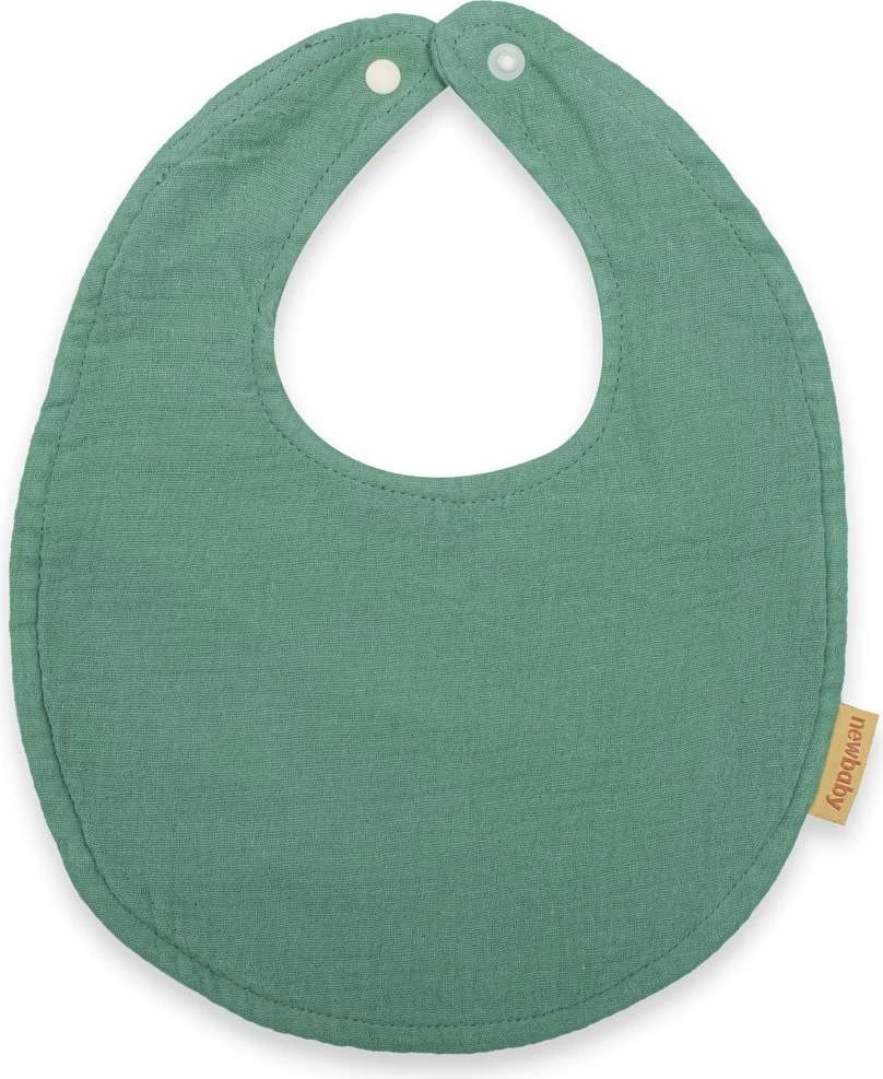 përparëse bebe muslinë, New Baby, 100% pambuk organik, 22x25 cm, jeshile