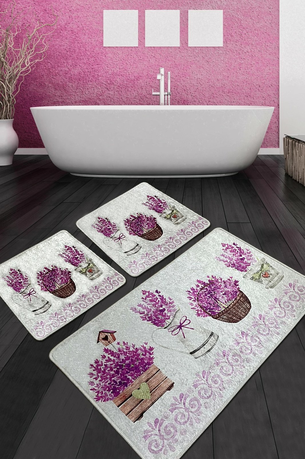 Set tapetash për banjo (3 copë), Mijölnir, Giardino Di Lavanda, shumëngjyrësh