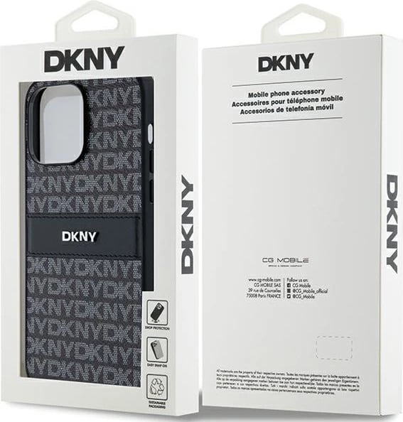 Mbështjellës DKNY Mono Stripe & Metal Logo për iPhone 14 Pro Max, i zi