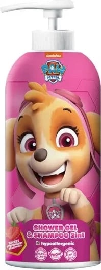 Xhel dushi dhe shampon 2-në-1 për fëmijë Paw Patrol Skye luleshtrydhe 1000ml