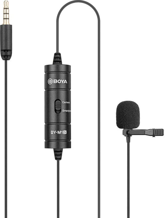 Mikrofon lavalier BOYA BY-M1S, kondensator, omnidireksional, 6m kabllo, i zi
