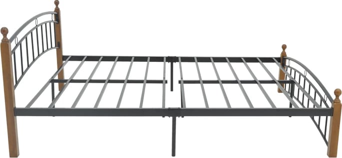 Krevet queen size Clarive, ngjyrë arre, dru-metal i zi, 150x200cm
