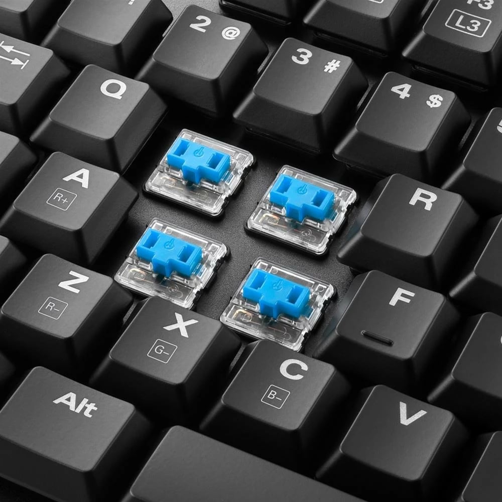 Tastierë mekanike Sharkoon PureWriter RGB, US layout, Kailh Blue, 100%, e bardhë
