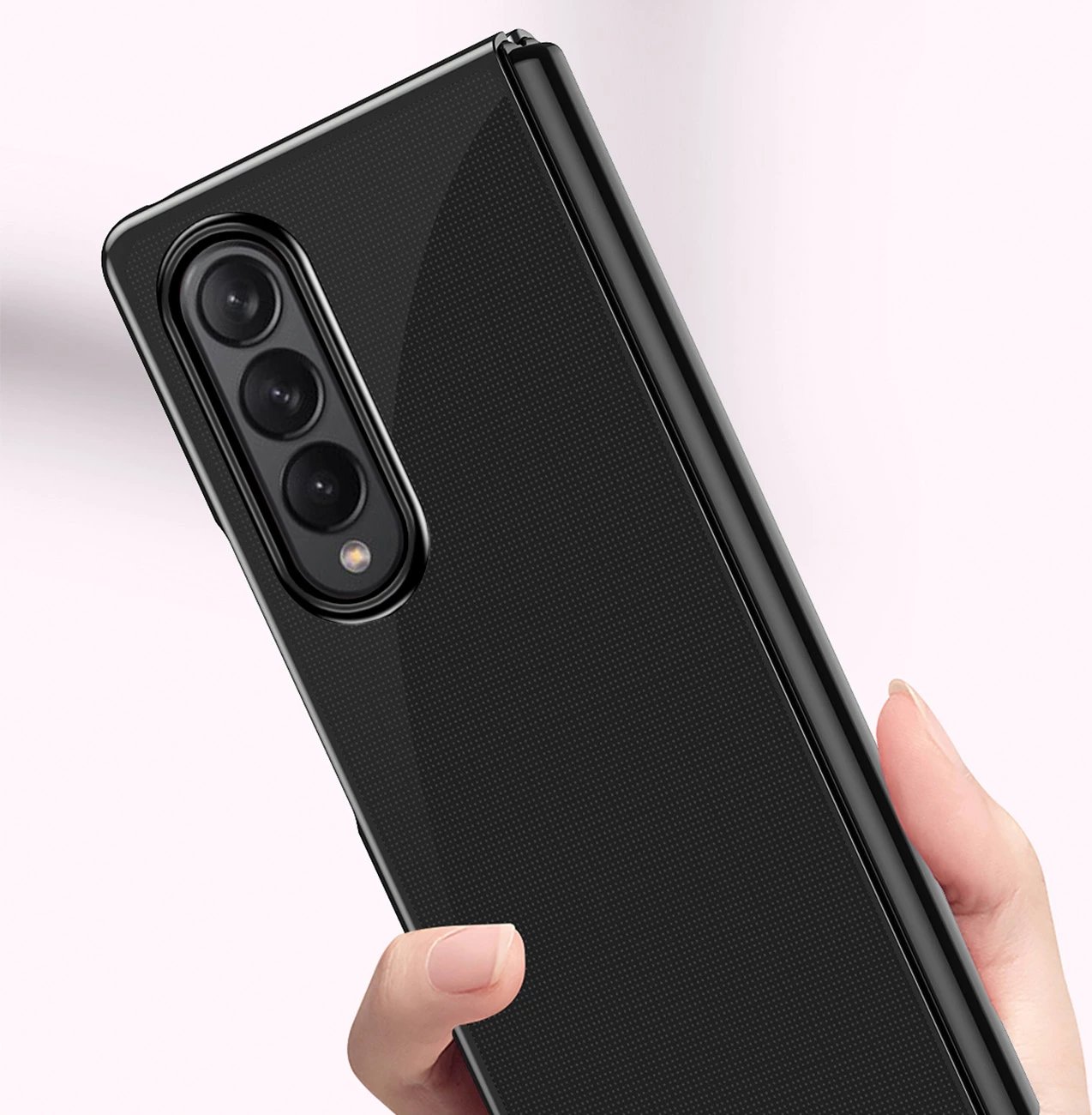 Mbështjellës Hurtel Plating Case për Samsung Galaxy Z Fold 4, kornizë metalike, e zezë