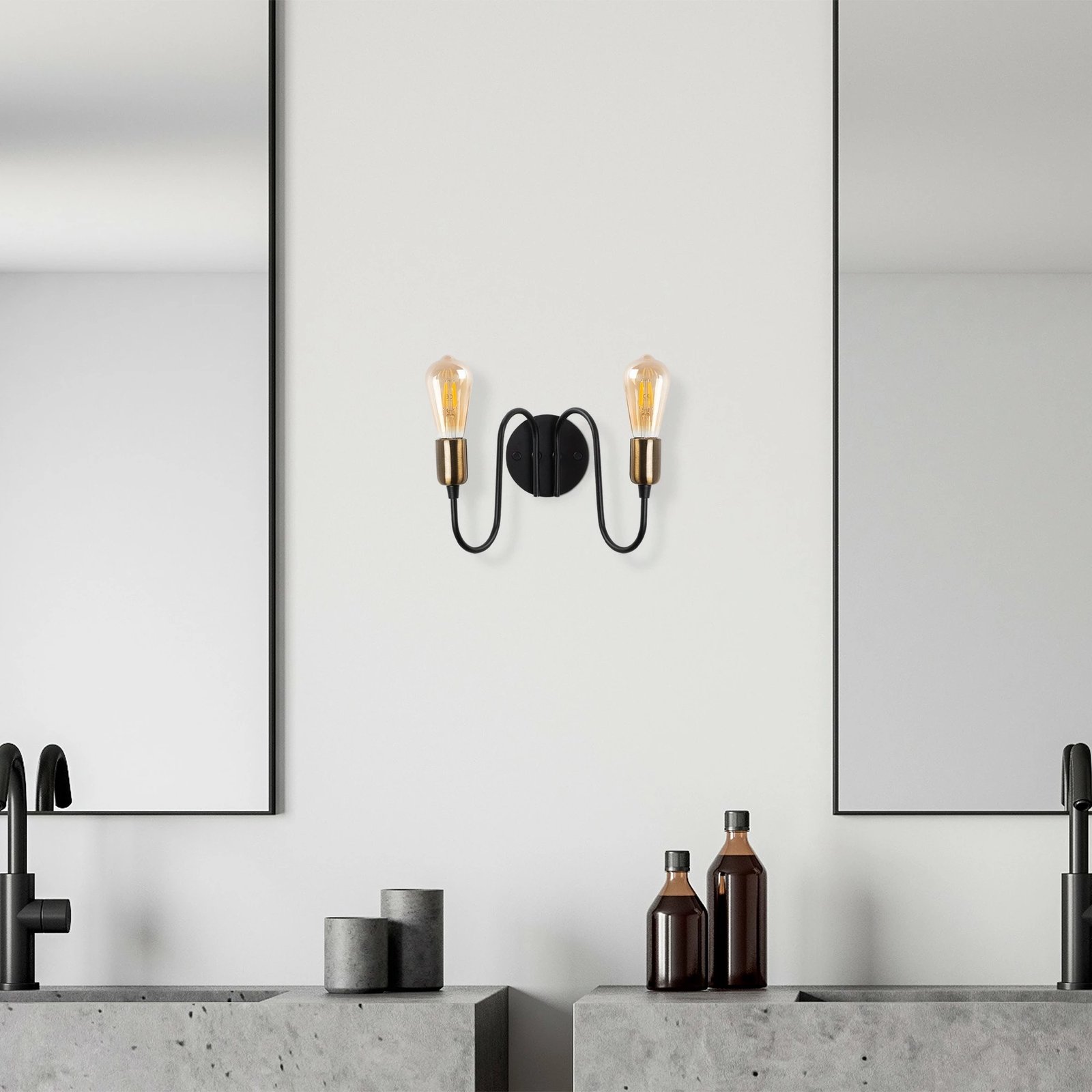 Llambë muri Opviq, Firat - 11521, metal, ngjyrë e zezë/antik, 29x15x20cm