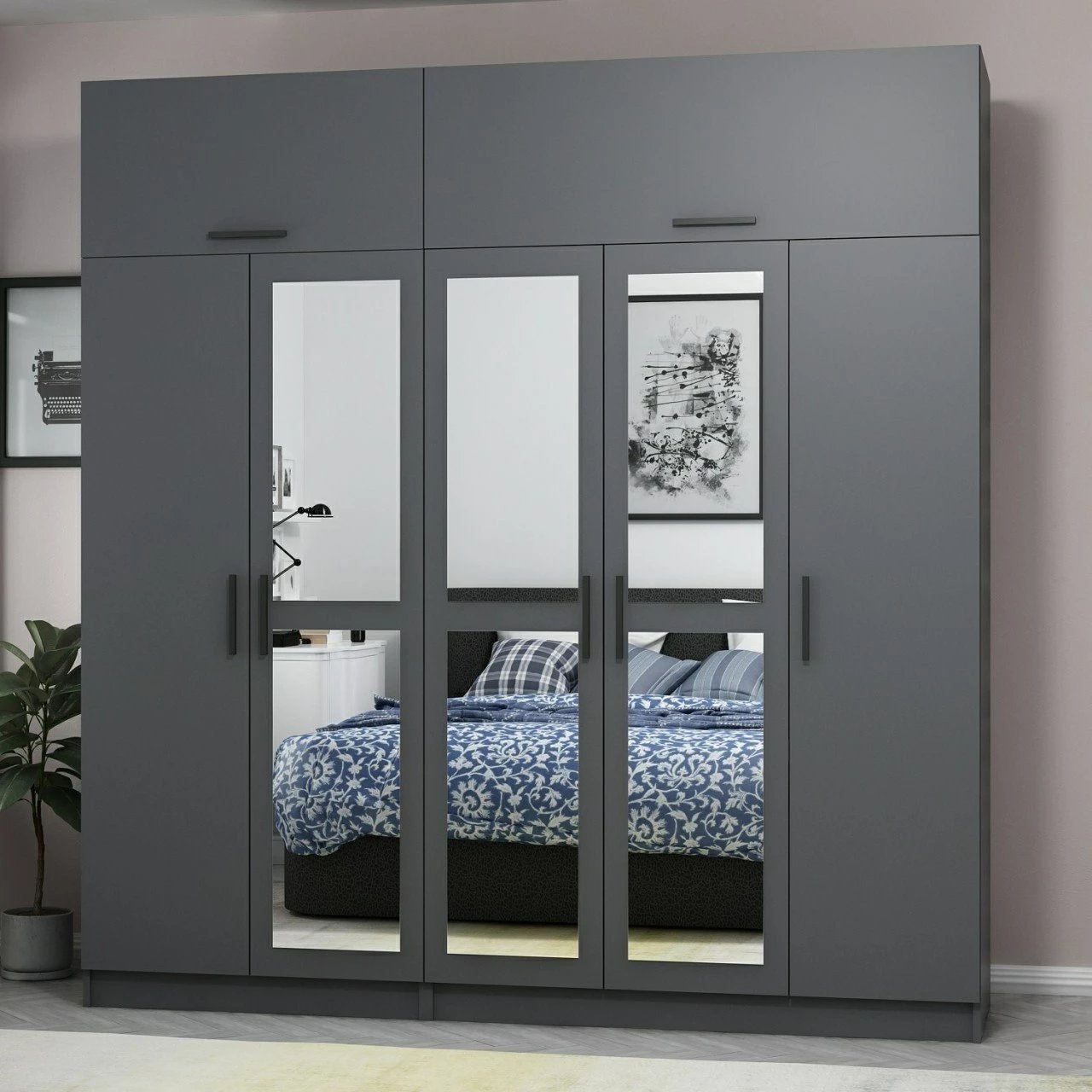 Dollap Skye Decor, ngjyrë antracit, 225x255x52cm