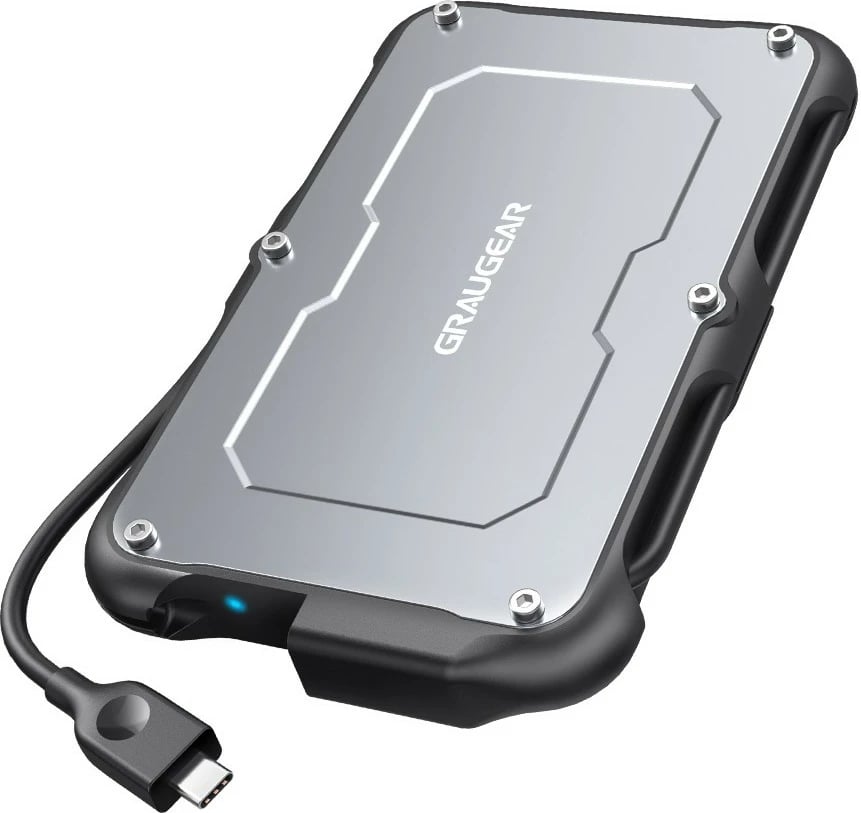 Kasë e jashtme GrauGear 2.5" USB Type-C, 6 Gbit/s, silikon/çelik, e zezë