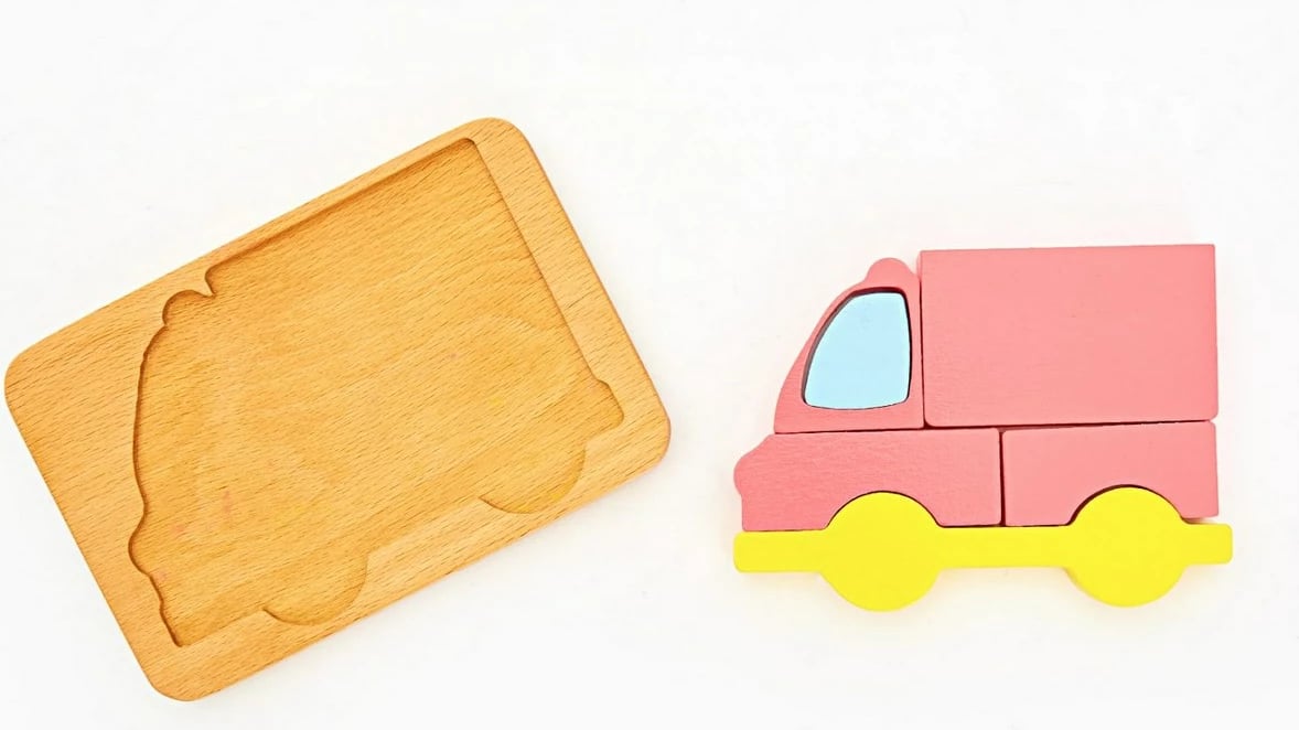 Lodër ambulancë prej druri, ngjyrë rozë dhe e verdhë, Skye Decor