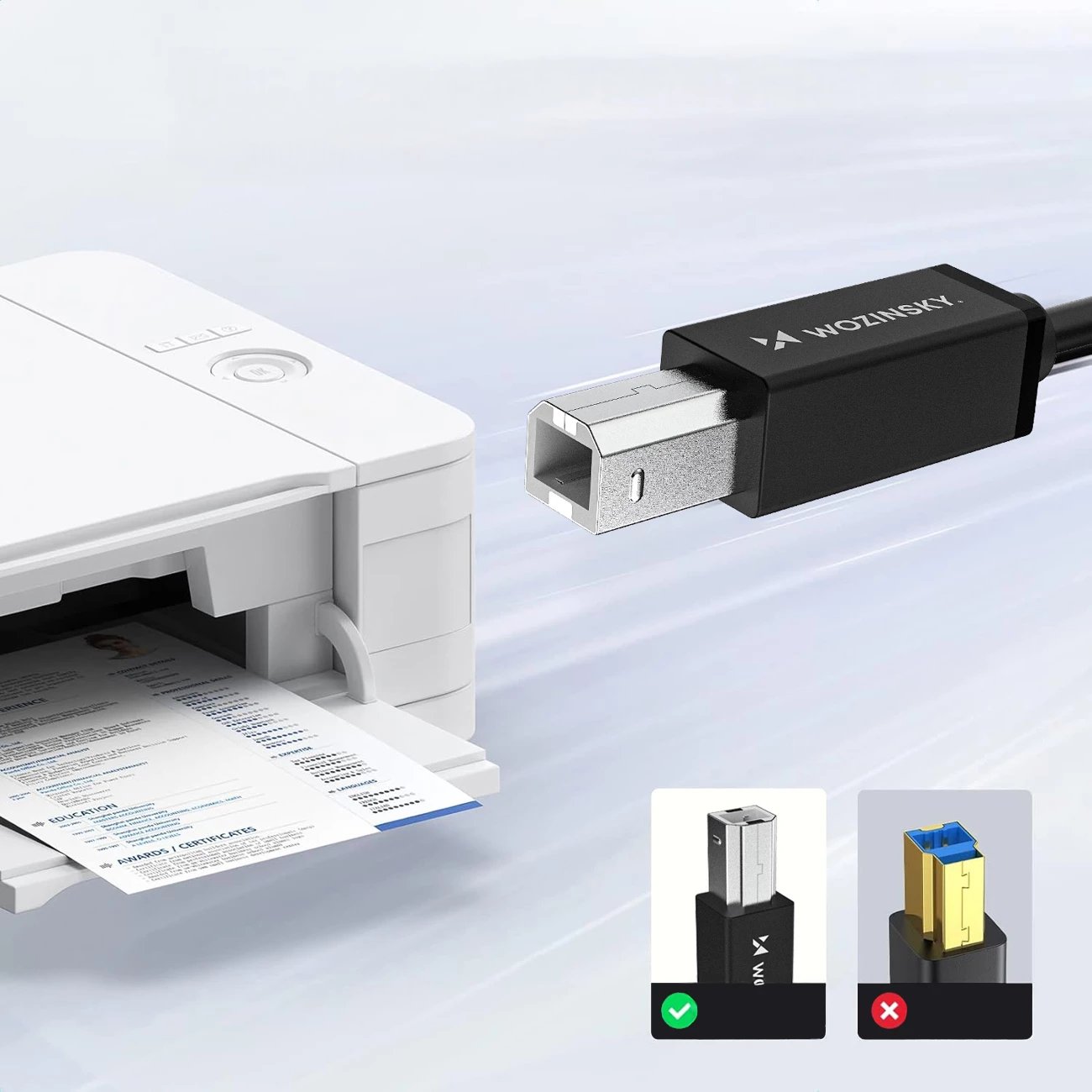 Kabllo USB-B në USB-A, Wozinsky WKDDY4S, 1 m 480 Mb/s, e zezë