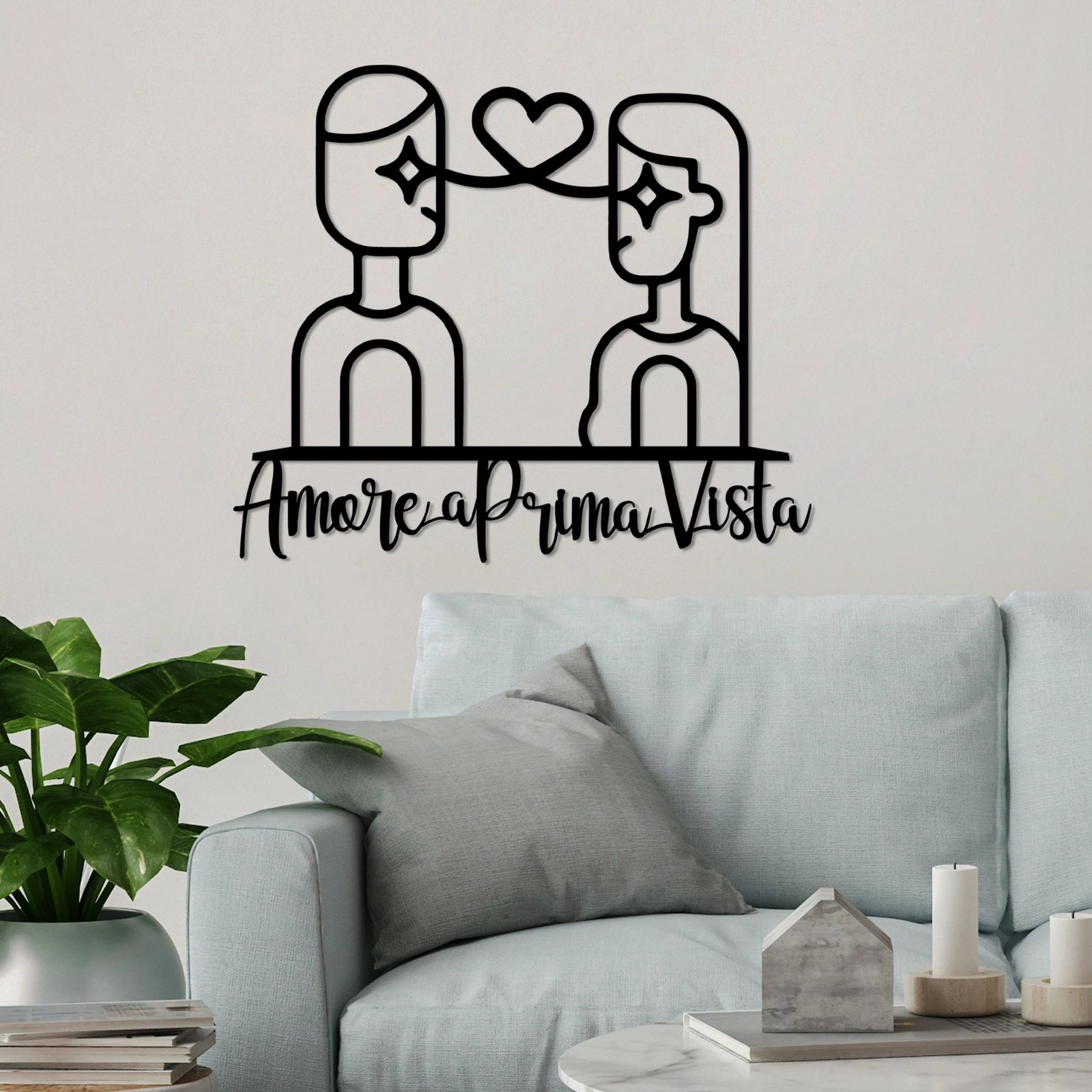 Aksesor dekorativ metalik për mur, Amore Prima Vista 4, ngjyrë e zezë, 56x49cm