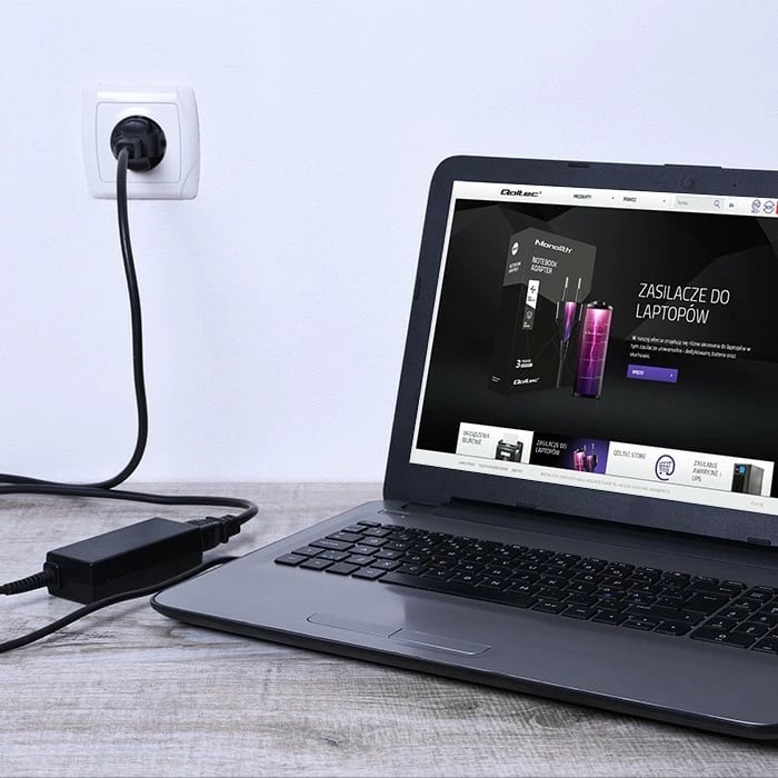 Adapter rryme për laptop Qoltec 50068.65W, 65W, 19V, 3.42A, 5.5x2.5mm, i zi
