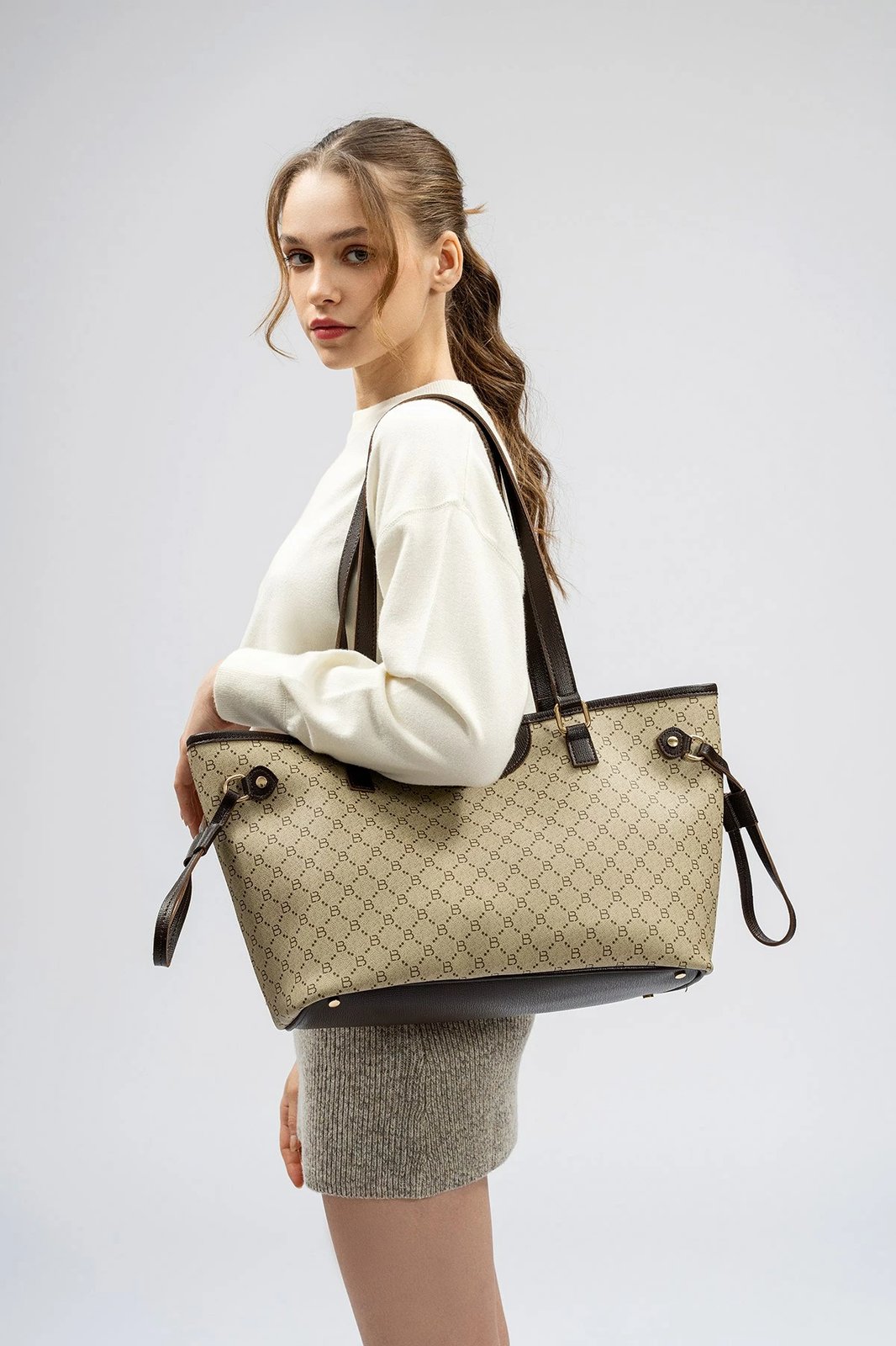 Tote bag Lucky Bees, krem, kafe, 355 v2