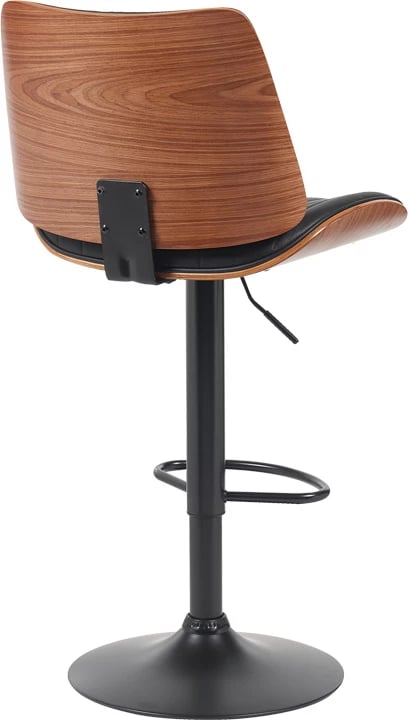 Karrige për bar Amani, lëkurë PU e zezë, bazë e zezë, 50.5x54x87.5-107.5cm