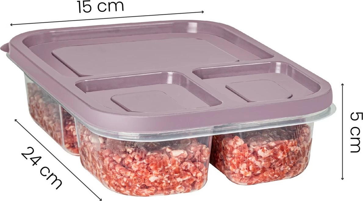 Set kuti plastike për organizim, 8 copë, ngjyrë rozë, 15x24x5cm