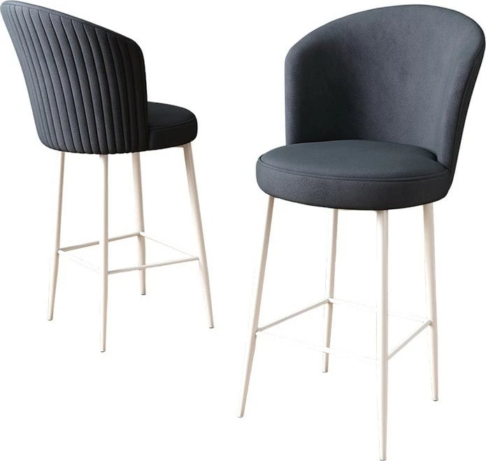 Set karrigesh për bar (2 copë), Hanah Home, Alte, antracit, e bardhë