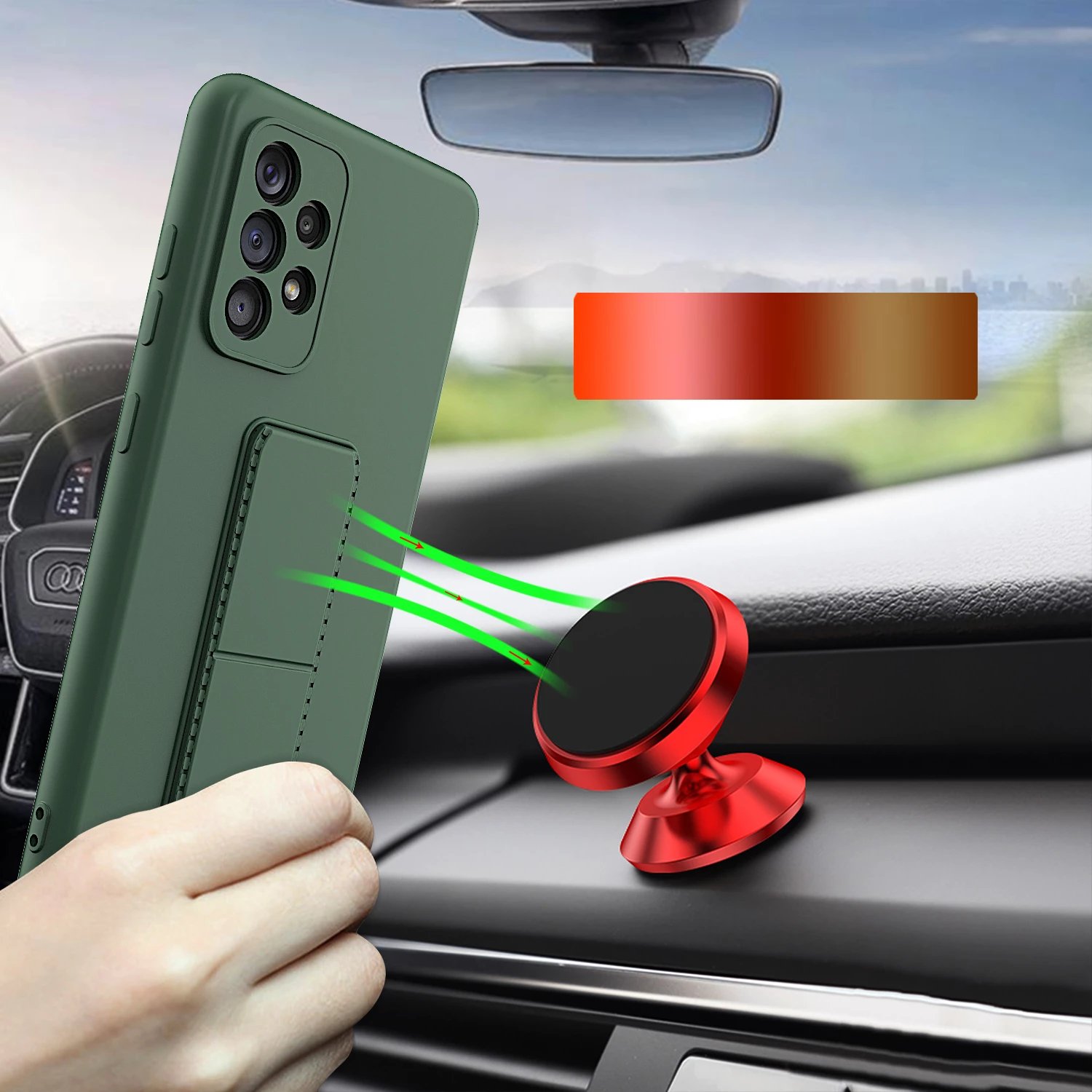 Mbështjellës Wozinsky Kickstand Case për Samsung Galaxy A73, silikon, me mbajtëse, Kuq